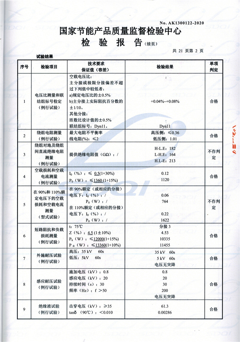 高低压试验报告-S11-1250鹤壁鹤壁鹤壁油浸式变压器-2.jpg